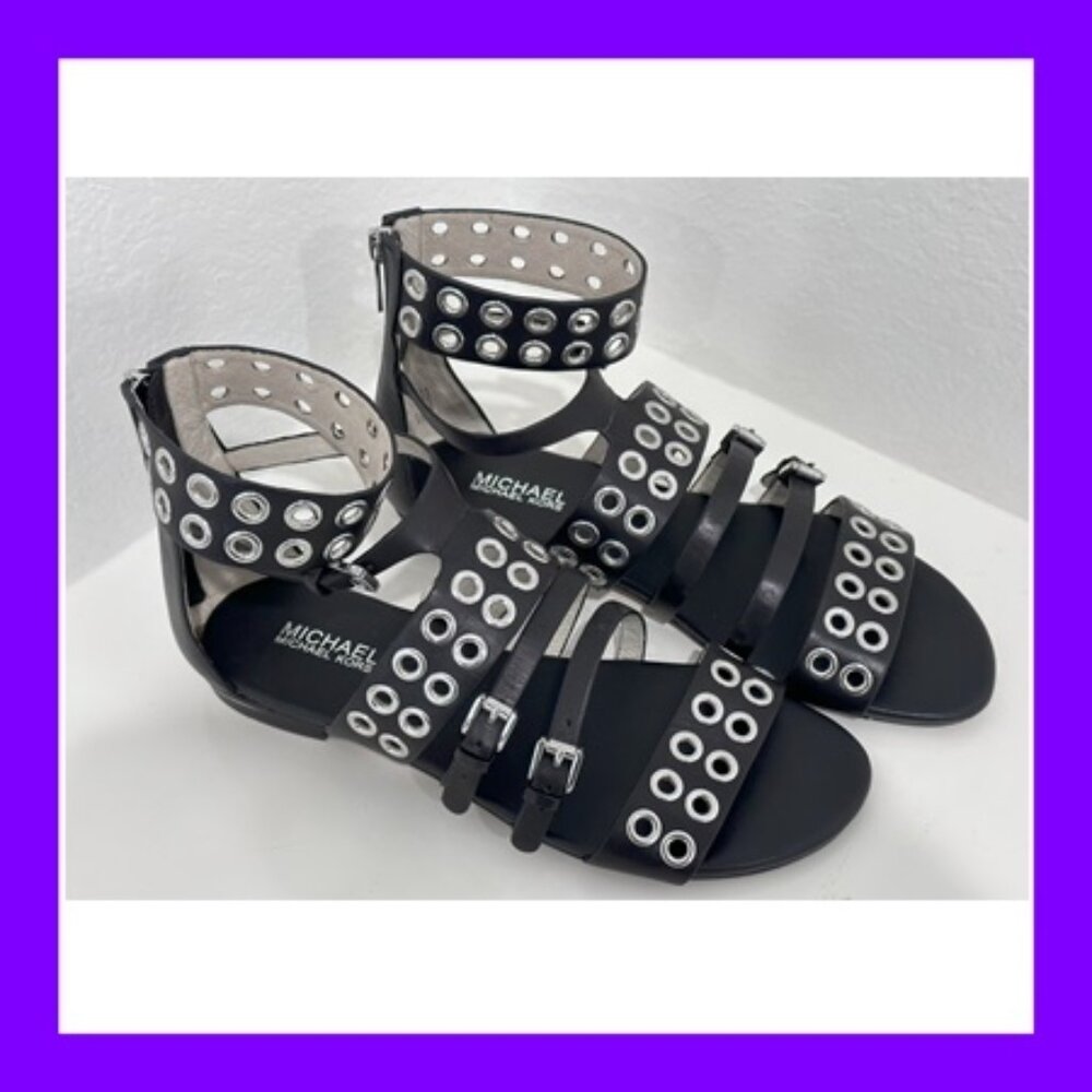 Michael Michael Kors "Maddox" Flat Sandal (Black Leather - size 9.5)